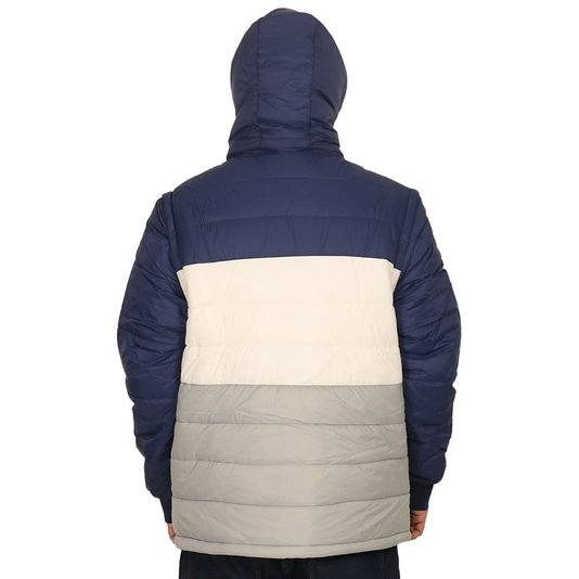 Jaqueta New Era Modern Dupla Face Colete Puffer Azul/Branco/Cinza