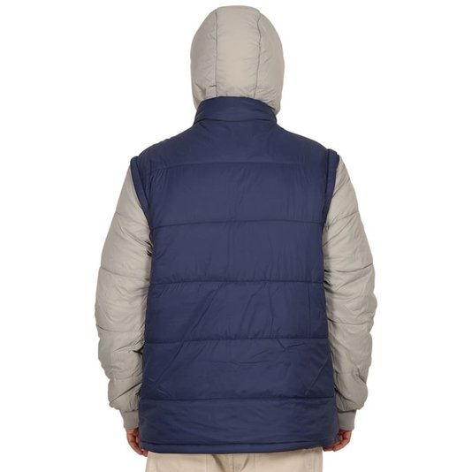 Jaqueta New Era Modern Dupla Face Colete Puffer Azul/Branco/Cinza