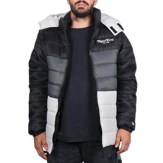 Jaqueta New Era Puffer Trick Me Classic Nec Bomber Preto/Cinza Claro