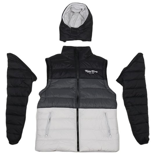 Jaqueta New Era Puffer Trick Me Classic Nec Bomber Preto/Cinza Claro