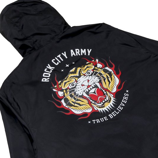 Jaqueta Rock City Tigre Old School Corta Vento Preto