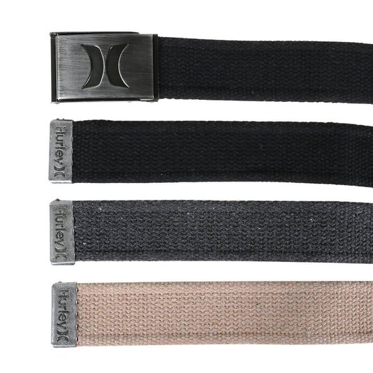 Kit Cinto Hurley Vintage Preto/Bege/Cinza