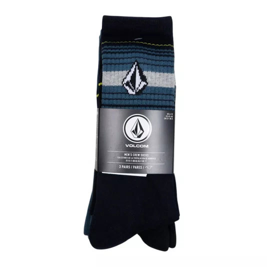Kit Meia Volcom Cotton Blend 3pk Azul Marinho