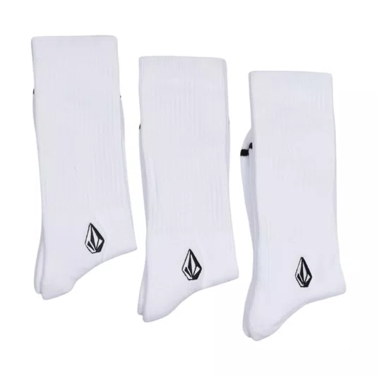 Kit Meia Volcom Cotton Blend 3pk Branco