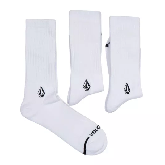 Kit Meia Volcom Cotton Blend 3pk Branco