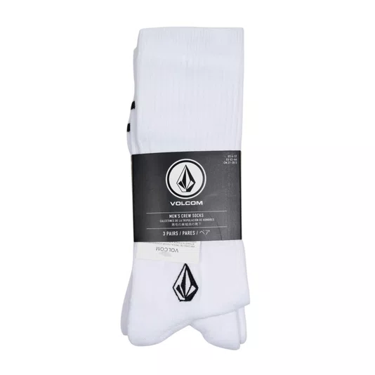 Kit Meia Volcom Cotton Blend 3pk Branco