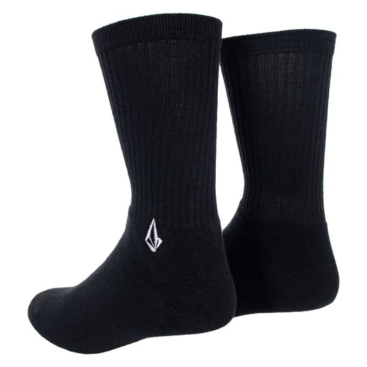 Kit Meia Volcom Solid Stone Sortida Branco/Verde/Preto