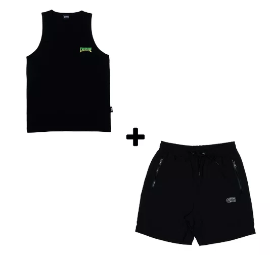 Kit Regata Creature Logo Mini Tank + Bermuda Lrg Stacked Short