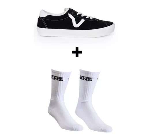 Kit Tênis Vans Skate Sport + Meia Vans Classic Crew 3pk