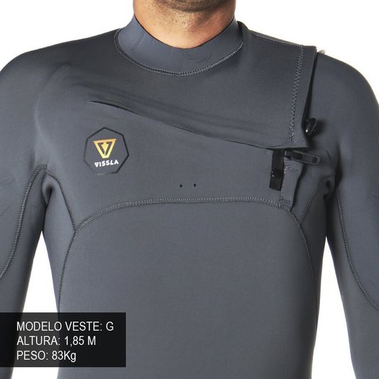 Long John Vissla 7/Seven Seas 3-2 Full Chest Zip Cinza