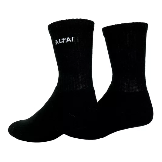 Meia Altai Basica Bordada  Preto