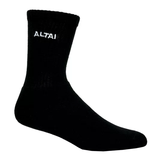 Meia Altai Basica Bordada  Preto