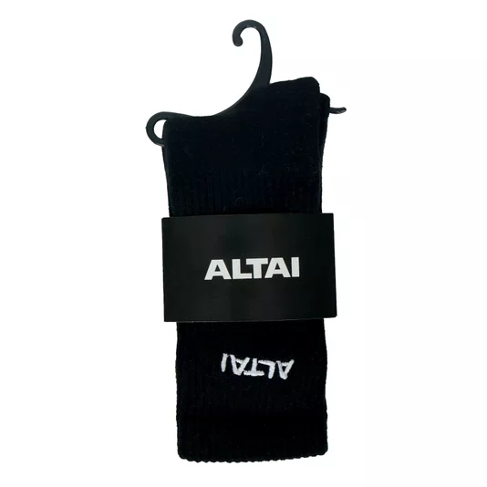 Meia Altai Basica Bordada  Preto
