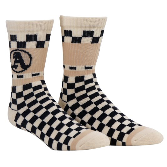 Meia Altai Quadriculada "A" Checkerboard Bege/Preto