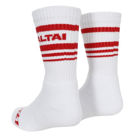Meia Altai Quatro Listras Branco/Vermelho