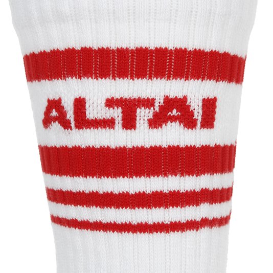 Meia Altai Quatro Listras Branco/Vermelho