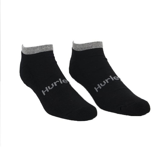 Meia Hurley O&O Invisível 3 Pack Preto/Cinza Mescla