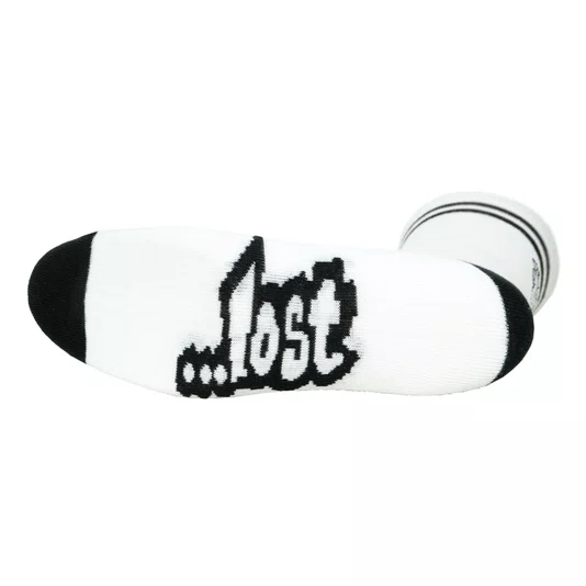 Meia Lost Full Branding Branco/Preto