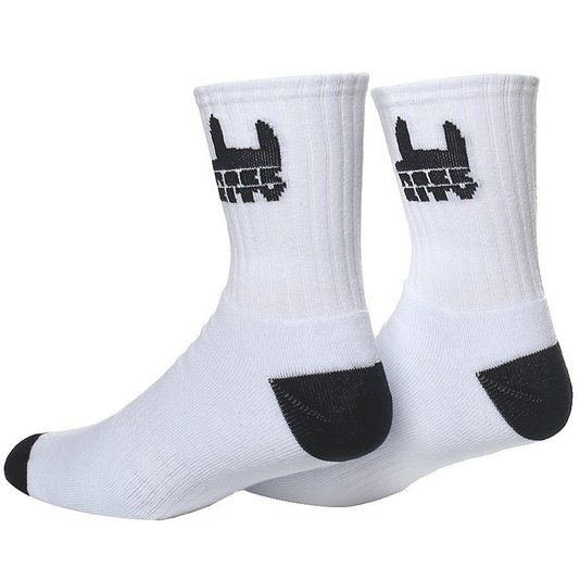Meia Rock City Esportiva Cano Medio Branco