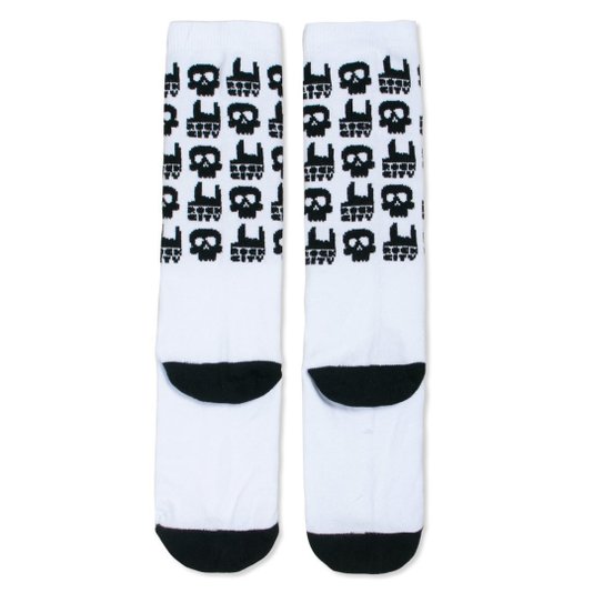 Meia Rock City Skull Juvenil Branco/Preto