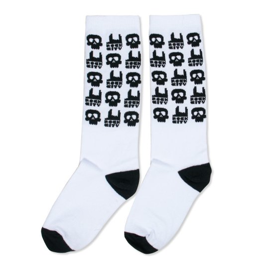Meia Rock City Skull Juvenil Branco/Preto