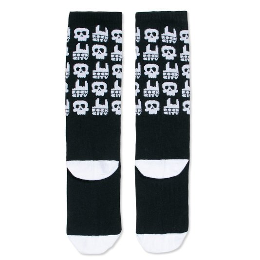 Meia Rock City Skull Juvenil Preto/Branco