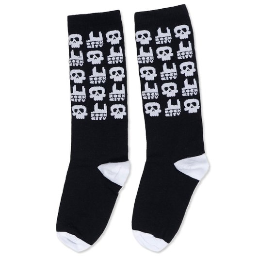 Meia Rock City Skull Juvenil Preto/Branco