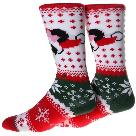 Meia Stance Minnie Claus Branco/Vermelho