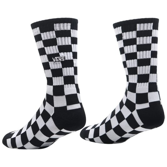 Meia Vans Checkerboard Crew Ii Preto/Branco