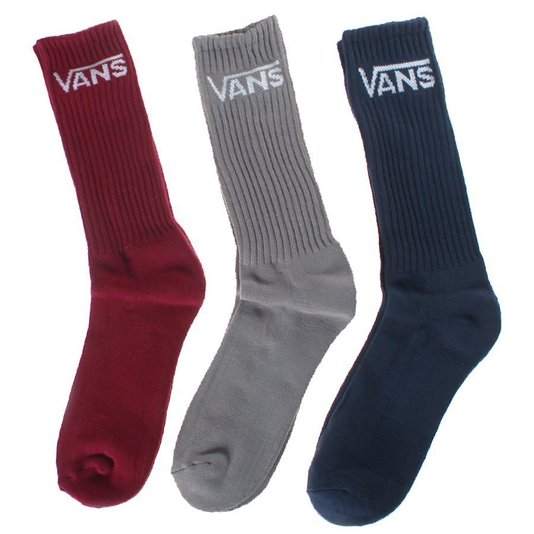 Meia Vans Classic Crew Pack Com 3 Pares Colorido
