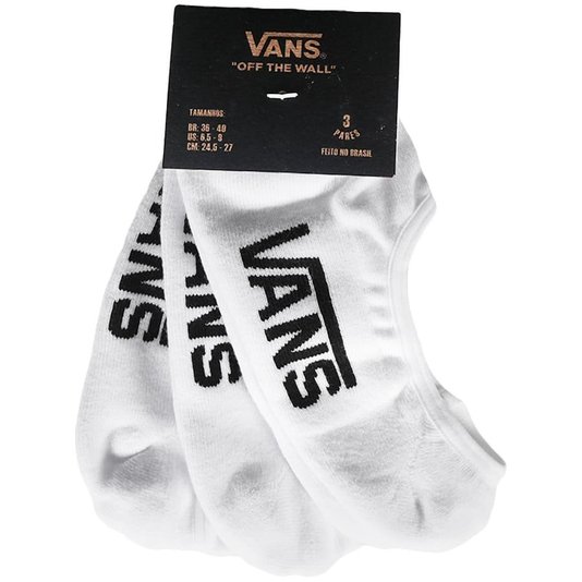 Meia Vans Classic Super No Show 3 Pack Branco