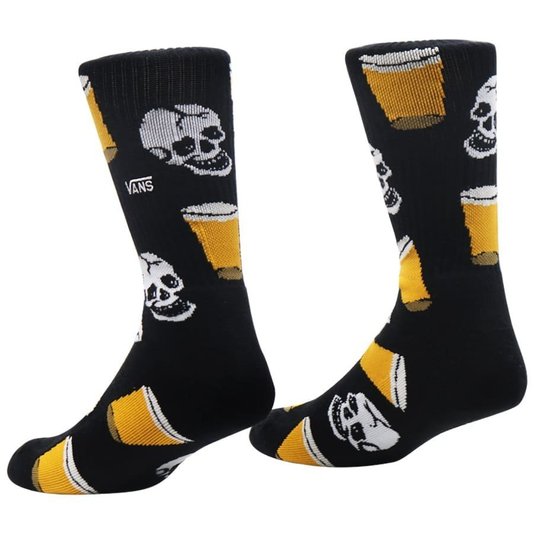 Meia Vans Dive Bar Crew Preto/Amarelo/Branco