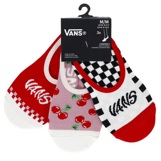 Meia Vans Racing Red Fuego Canoodle Vermelho/Preto/Branco