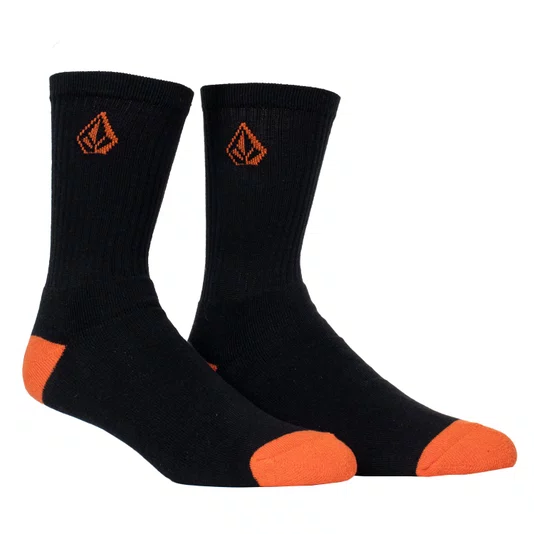 Meia Volcom Workwear Preto/Laranja