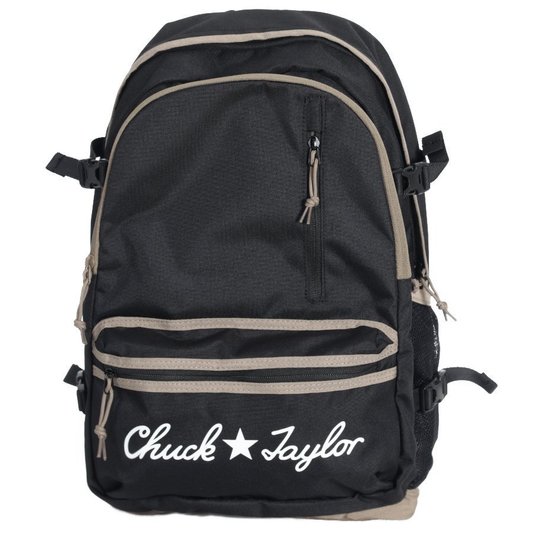 Mochila Converse Large Logo Straight Edge Backpack Preto/Caqui Mochila Converse Large Logo Straight Edge Backpack Preto/Caqui