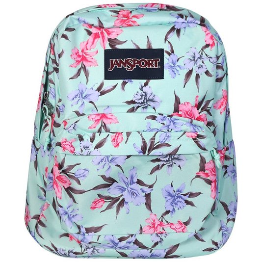 Mochila Jansport Superbreak Vintage Irises 25l Verde Agua Floral Rock City