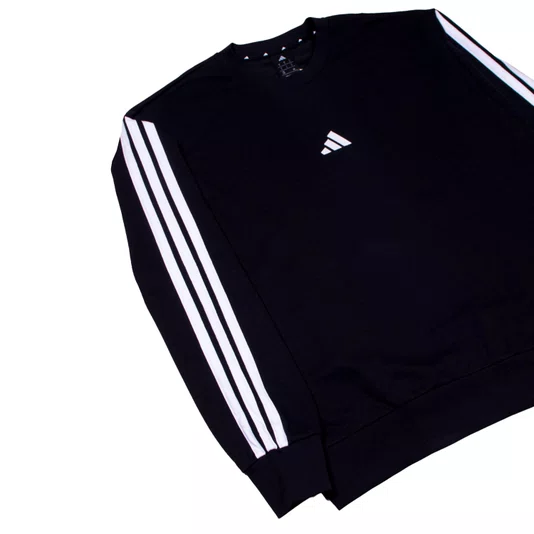 Moletom Adidas Essentials 3 Stripes Preto