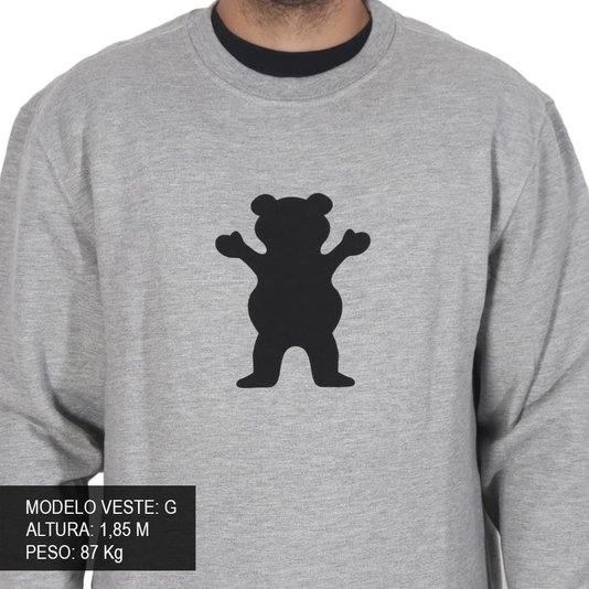 Moletom Grizzly Og Bear Crewneck Cinza Mescla