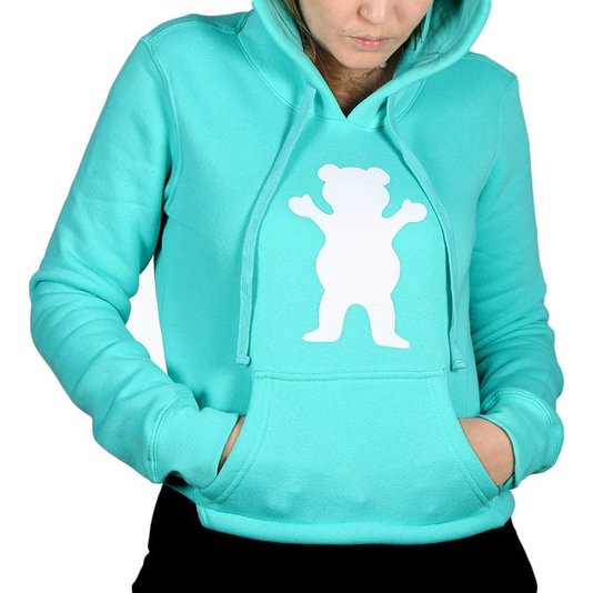 Moletom Grizzly Og Bear Hoodie Cropped Verde Agua