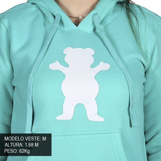 Moletom Grizzly Og Bear Hoodie Cropped Verde Agua