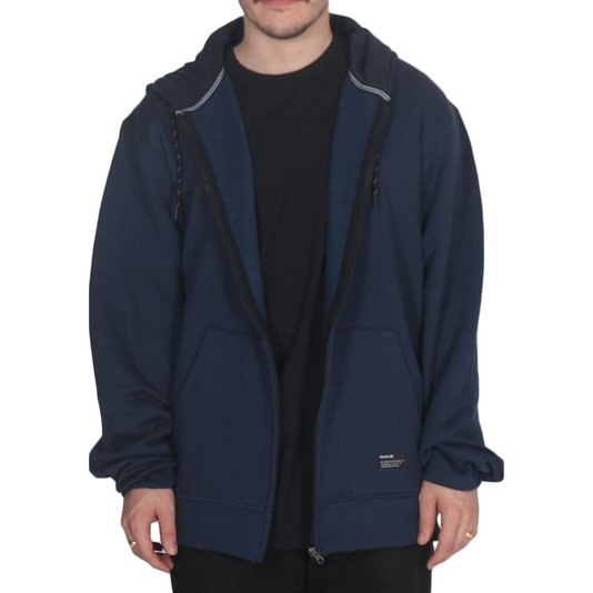 Moletom Hurley Aberto O&O Solid Oversize Azul Marinho