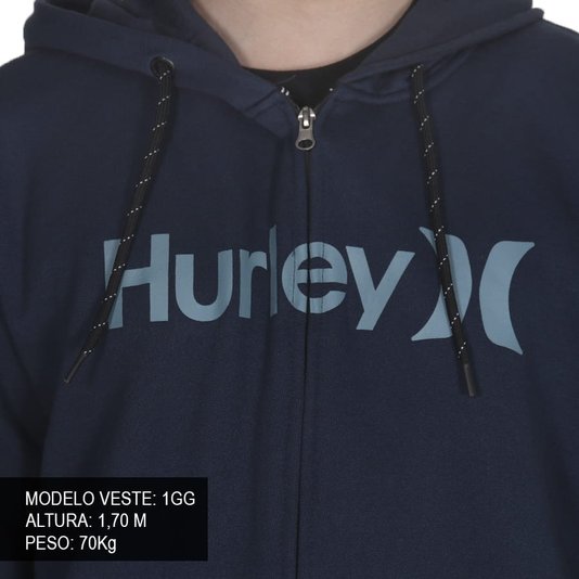 Moletom Hurley Aberto O&O Solid Oversize Azul Marinho