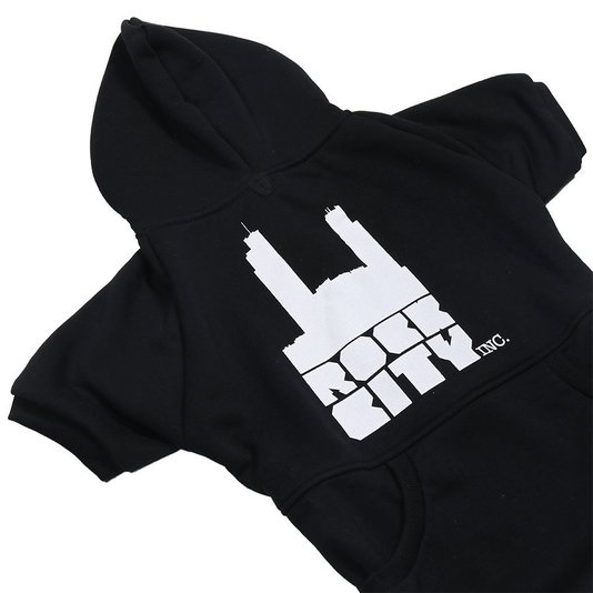 Moletom Rock City p/ Cachorro Porte Extra Grande Preto/Branco