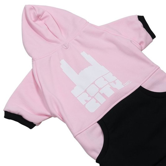 Moletom Rock City p/ Cachorro Porte Extra Grande Rosa/Preto