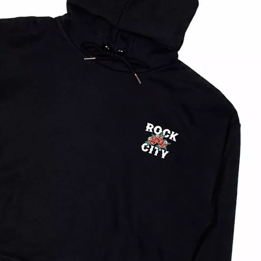 Moletom Rock City Rosas Marchioros 3 Cabos Preto