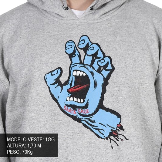 Moletom Santa Cruz Big Screaming Hand Cinza Mescla