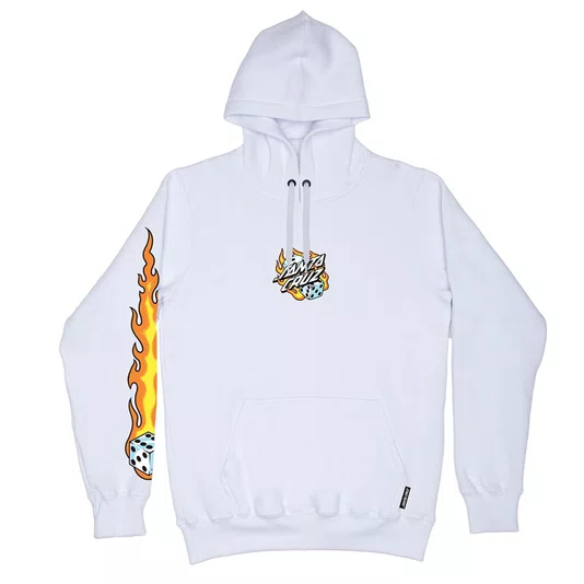 Moletom Santa Cruz Flaming Dice Dot Front Hoodie Branco