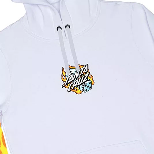 Moletom Santa Cruz Flaming Dice Dot Front Hoodie Branco