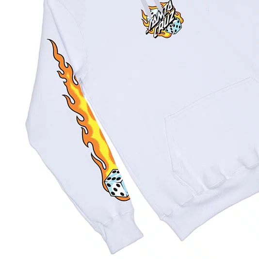 Moletom Santa Cruz Flaming Dice Dot Front Hoodie Branco