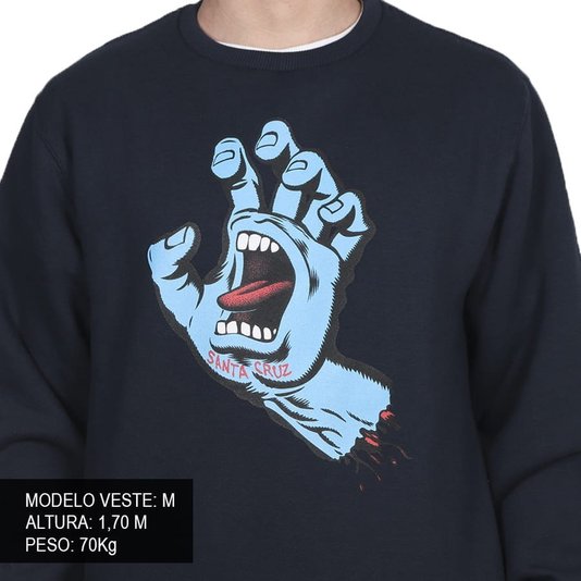 Moletom Santa Cruz Screaming Hand Front Azul Marinho